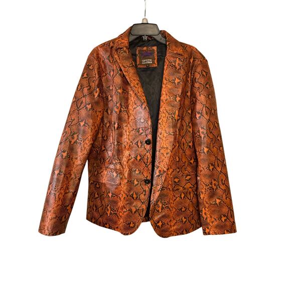 Five Star Men's Fashion Real Leather Python Snake Cobra Textures Blazer Jacket - Picture 1 of 9